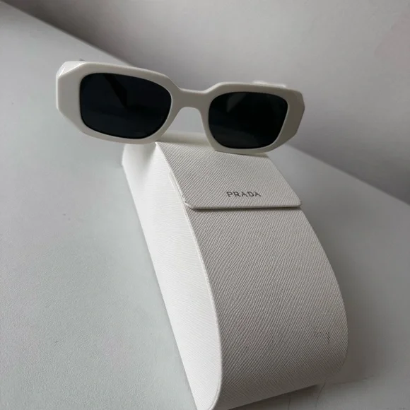 Prada | Accessories | Prada White Rectangular Sunglasses Pr  display picture 2